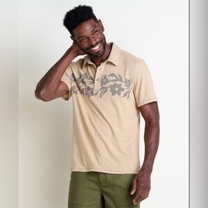 LAST ONE! NWT Toad&Co S Organic Cotton & Recycled Floral Boundless Jersey Polo